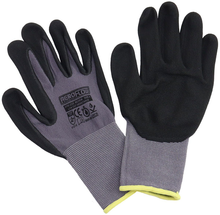 Large Mechanic Gloves - One Pair  Black Nitrile Foam