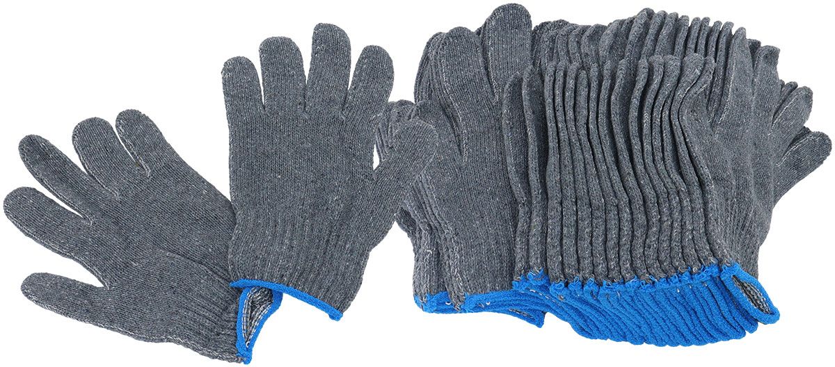 Aeroflow Multi Purpose Cotton Mechanic Gloves - Twelve Pairs Grey 55% Cotton and 45% Polyester