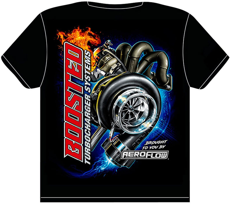 Aeroflow Boosted BlackSmall T-Shirt  4Cylinder Turbo and Manifold Design