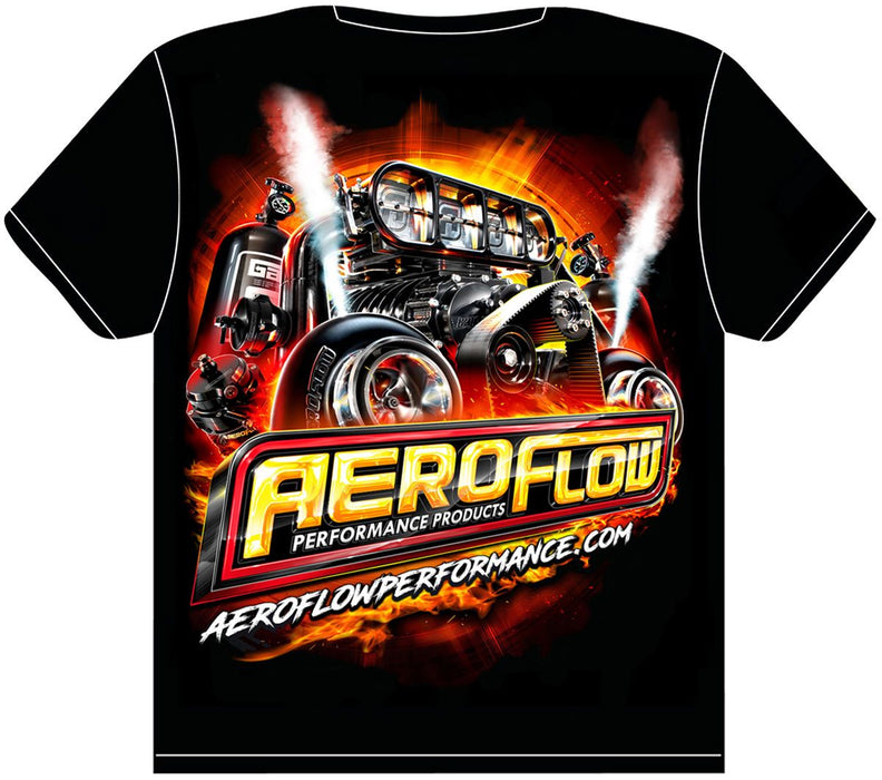 Aeroflow 2024 Black Medium T-Shirt   Blown, Injected, Twin Turbo with Nitrous Engine Design