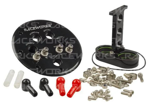 Raceworks Fuel Pump Hanger Suits Single/Twin 39mm-40mm Pumps ALY-086BK