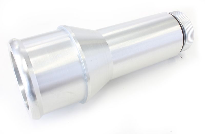 Radiator Hose Adapters - Silver  1.75" O.D., 4.5" Length, 1-1/4"-20 thread, fits most electric water pumps