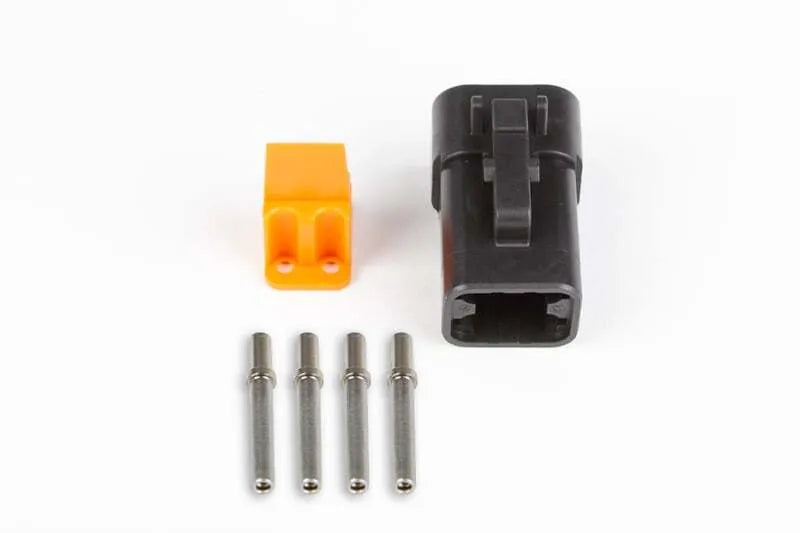 Haltech Plug and pins only - Male Deutsch DTP-06-4S - Black connector (25Amp)  HT-031201
