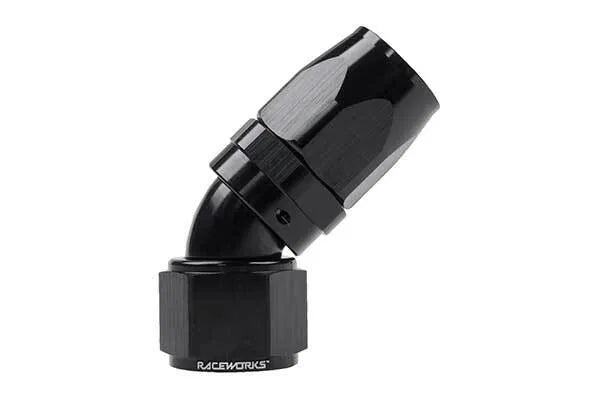 Raceworks Taper Hose End An-8 45Deg RWF-112-08BK