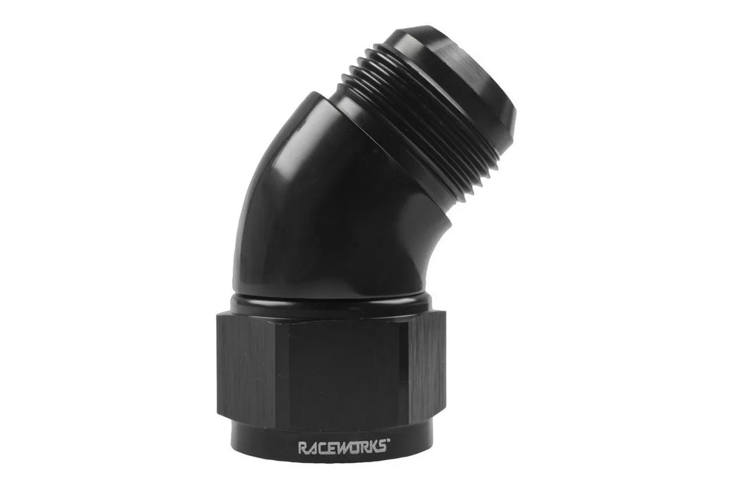 Raceworks Female To Male Swivel Elbow An-6 45Deg RWF-142-06BK