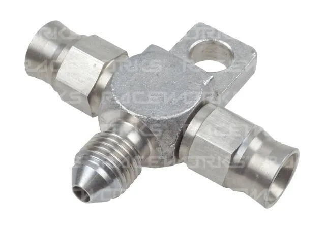 Raceworks An-3 2X Ptfe Hose Ends With 1X Male An Tee With Bracket Ss RWF-261-03-03SS