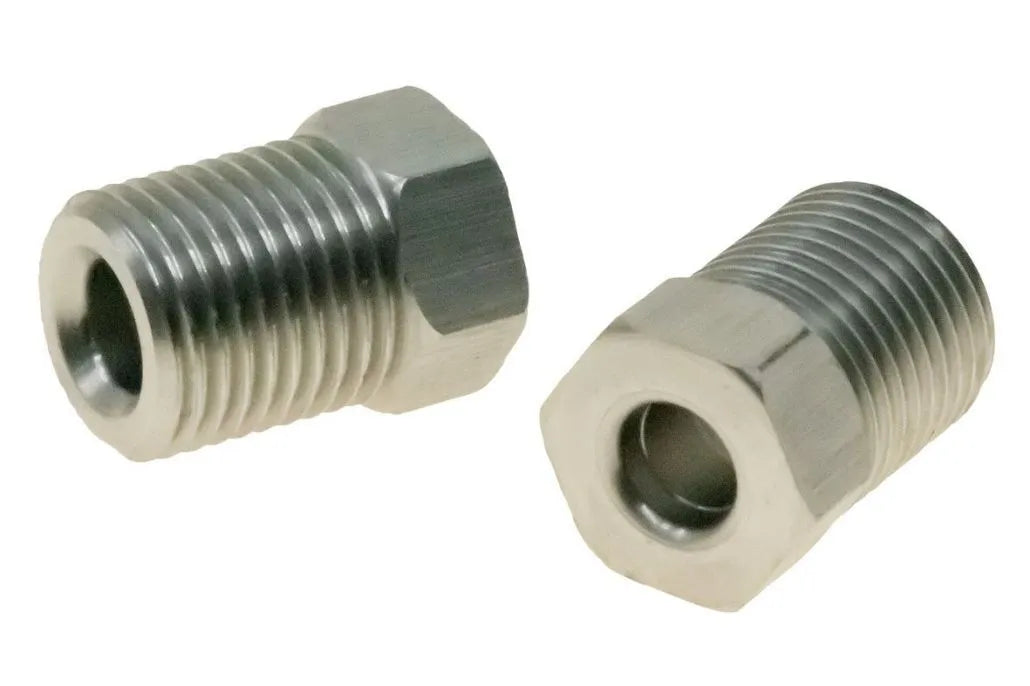 Raceworks Inverted Flare Tube Nut 3/8In-24 Stainless Suit 3/16In Hard Line 2Pk RWF-364-SS