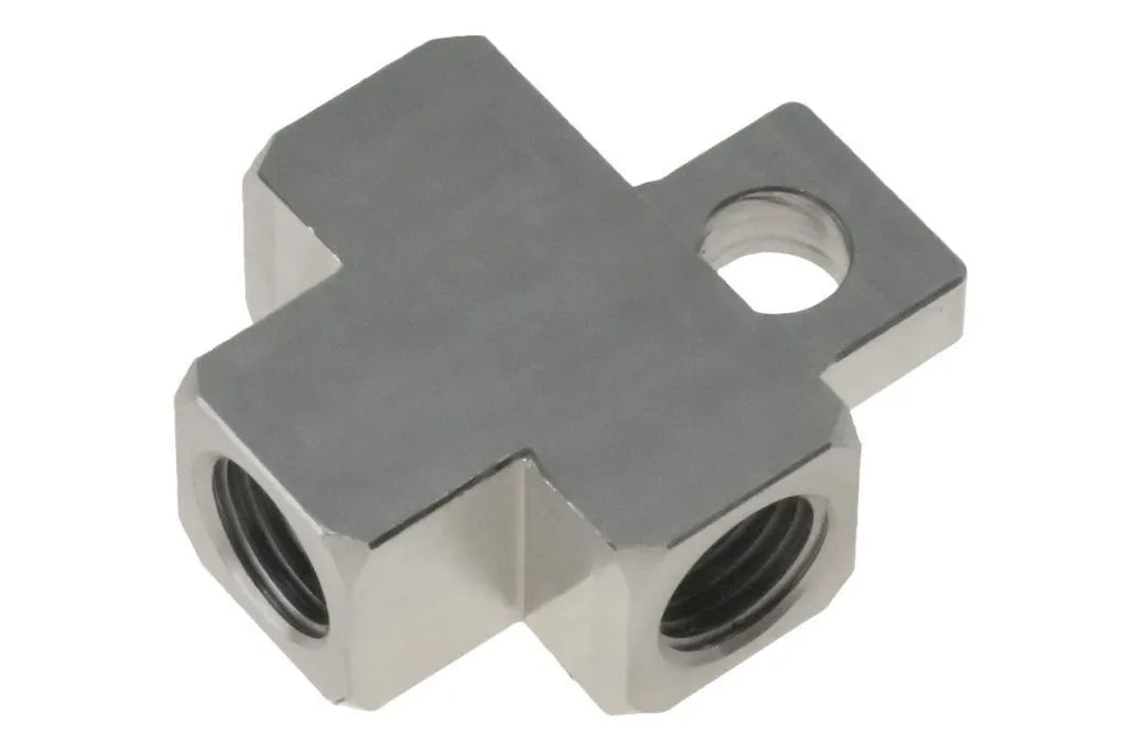 Raceworks 3/8In-24 Inverted Female Tee With Mounting Tab RWF-385-SS