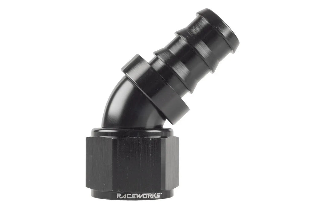 Raceworks Push Lock Hose End An-12 45Deg RWF-402-12BK