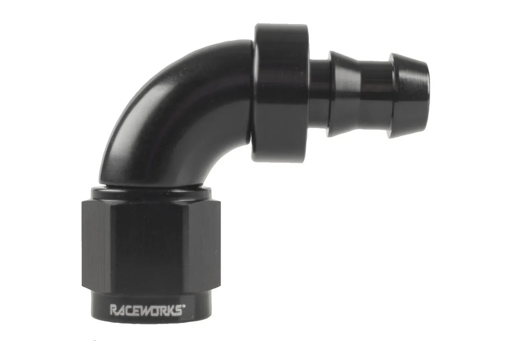 Raceworks Push Lock Hose End An-6 90Deg RWF-403-06BK