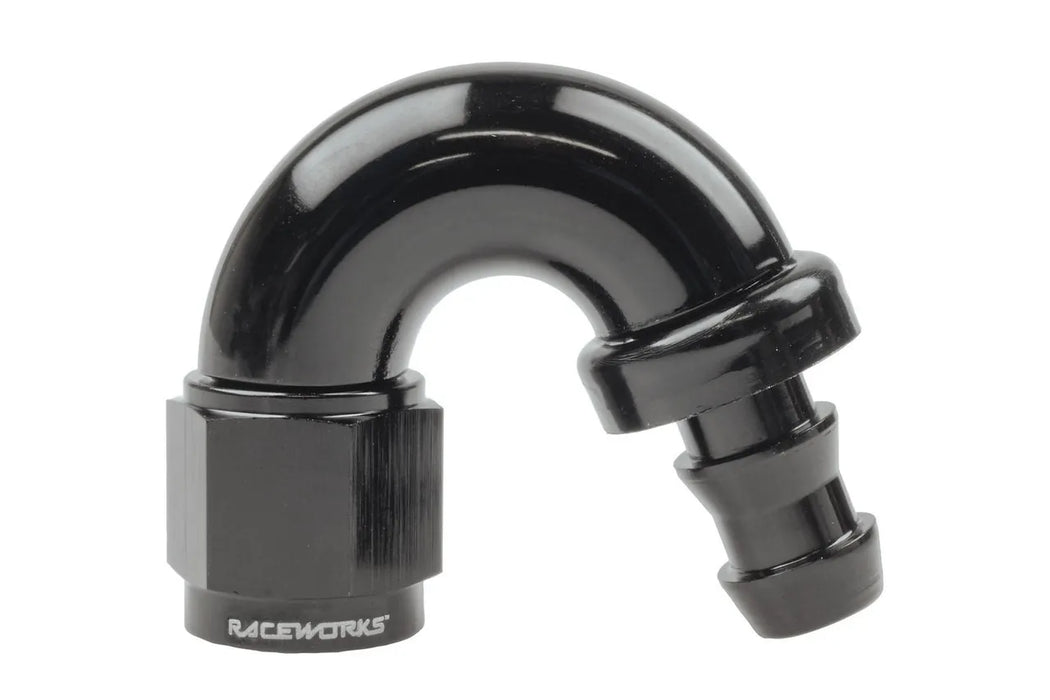 Raceworks Push Lock Hose End An-8 150Deg RWF-405-08BK