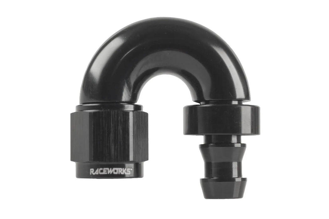 Raceworks Push Lock Hose End An-4 180Deg RWF-406-04BK