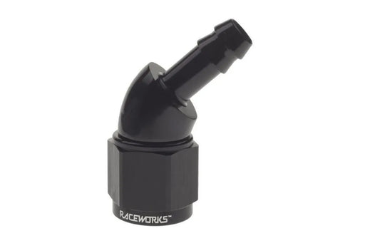 Raceworks Female An-8 To 3/8In BaRB 45Deg RWF-412-08-06BK