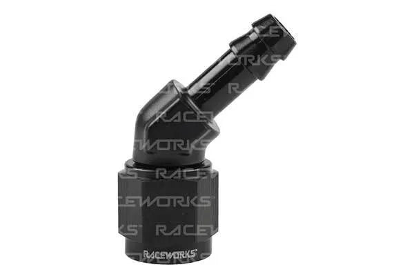 Raceworks Female An-8 To 1/2In BaRB 45Deg RWF-412-08BK