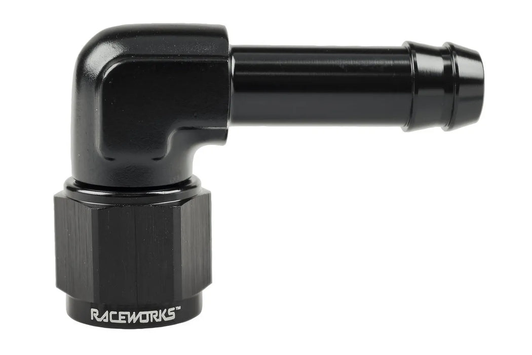 Raceworks Female An-6 To 3/8In BaRB 90Deg RWF-413-06BK