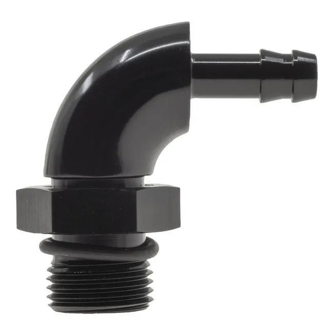 Raceworks An-8 ORB To 5/16In BaRB 90Deg Swivel RWF-415-08-05BK