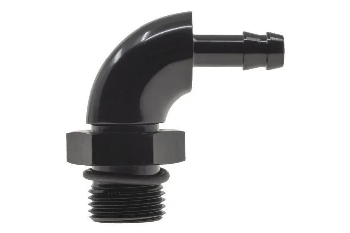 Raceworks An-8 ORB To 3/8In BaRB 90Deg Swivel RWF-415-08-06BK