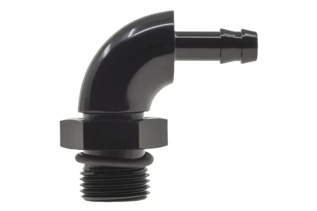 Raceworks An-10 ORB To 3/8In BaRB 90Deg Swivel RWF-415-10-06BK