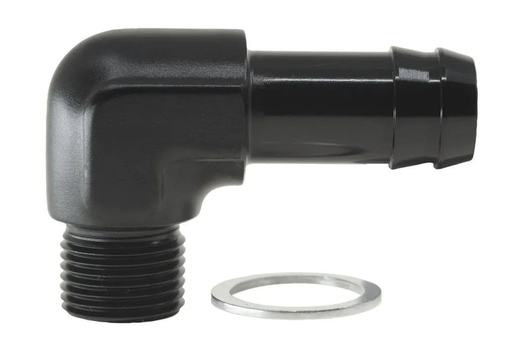 Raceworks Metric Male M18X1.5 To 5/8In BaRB 90Deg RWF-417-M18-10BK