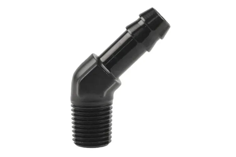 Raceworks Male NPT 1/8In To 3/16In BaRB 45Deg RWF-422-02-03BK