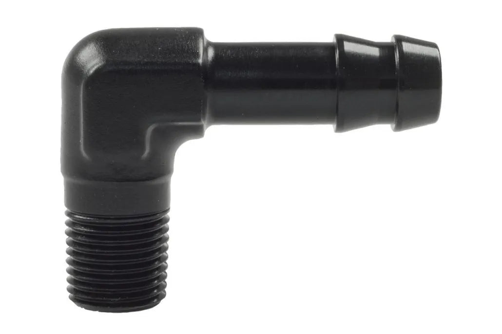 Raceworks Male NPT 1/8In To 5/16In BaRB 90Deg RWF-423-02-05BK