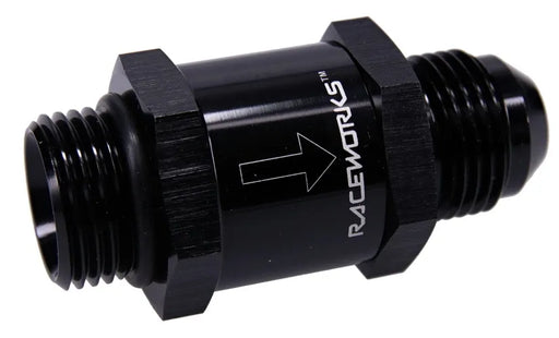 Raceworks One Way Valve An-8 Male Flare Outlet - An-8 ORB Inlet RWF-607-08BK