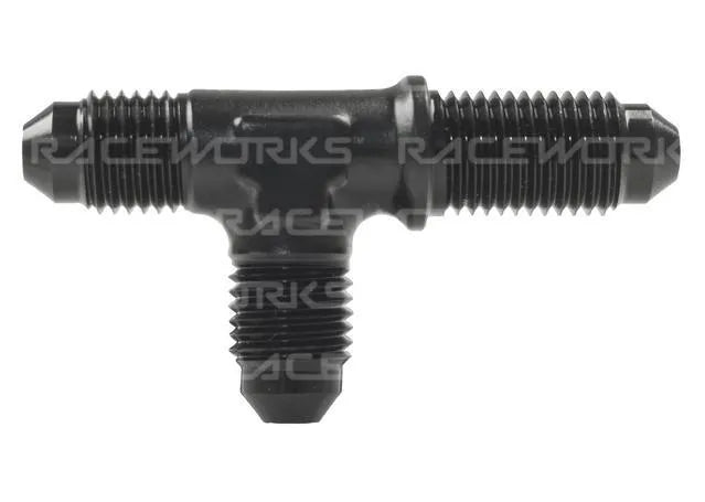Raceworks An-6 Male Flare Bulkhead Tee On Run RWF-804-06BK