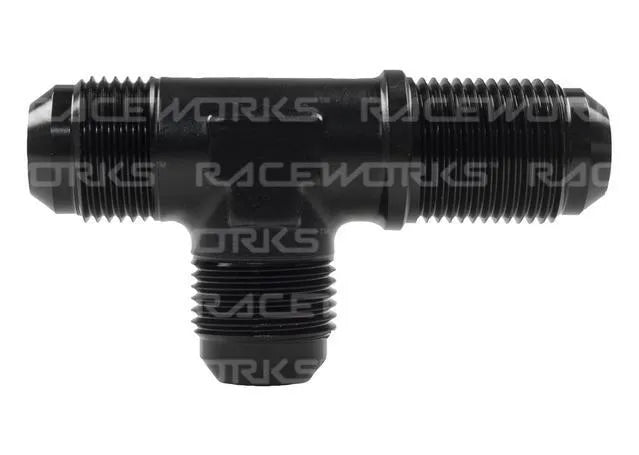 Raceworks An-16 Male Flare Bulkhead Tee On Run RWF-804-16BK