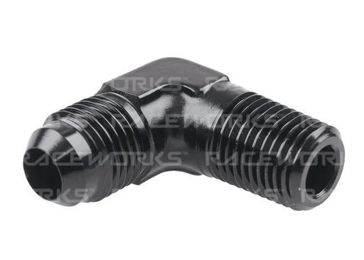Raceworks An-3 Male Flare To NPT 1/8In 90Deg RWF-822-03BK