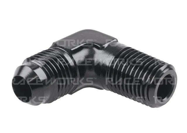 Raceworks An-3 Male Flare To NPT 1/8In 90Deg RWF-822-03BK