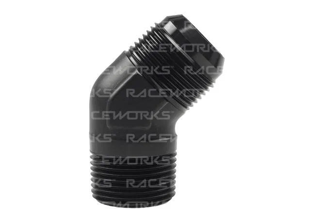 Raceworks An-16 Male Flare To NPT 1In 45Deg RWF-823-16BK