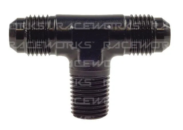 Raceworks Tee An-6 - 1/4InNPT On Branch RWF-825-06BK