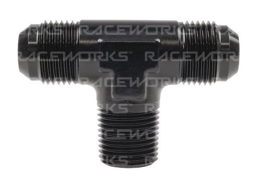 Raceworks Tee An-10 - 1/2InNPT On Branch RWF-825-10BK