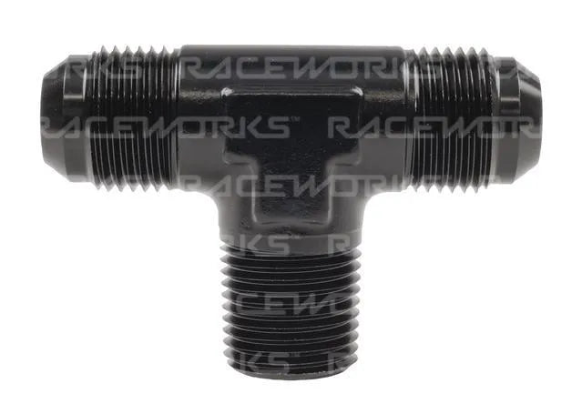 Raceworks Tee An-10 - 1/2InNPT On Branch RWF-825-10BK