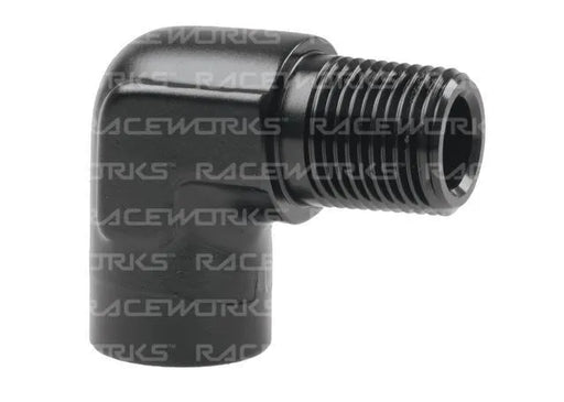 Raceworks 1/4In NPT 90Deg Female-Male Elbow RWF-914-04BK