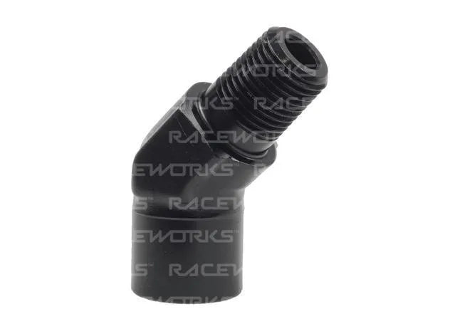 Raceworks 1/8In NPT 45Deg Female-Male Elbow RWF-915-02BK