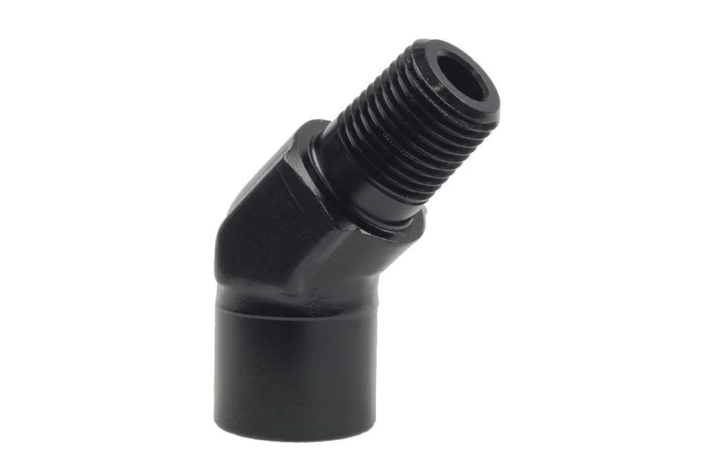 Raceworks 1/4In NPT 45Deg Female-Male Elbow RWF-915-04BK