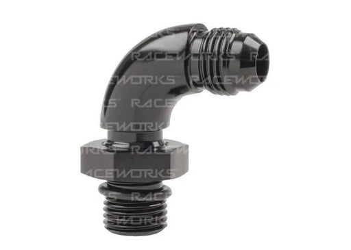 Raceworks An-4 90Deg ORB To Male Flare Adapter RWF-922-04BK