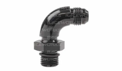 Raceworks An-6 90Deg ORB To Male Flare Adapter RWF-922-06BK