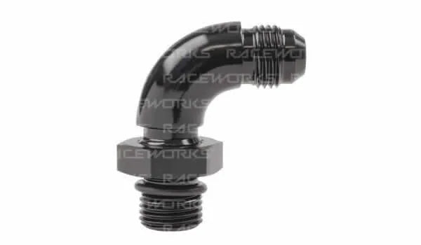 Raceworks An-6 90Deg ORB To Male Flare Adapter RWF-922-06BK