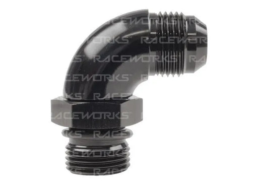 Raceworks An-8 Male Flare To An-6 ORB 90Deg Adapter RWF-922-08-06BK