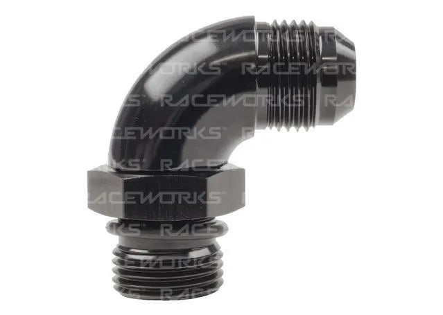 Raceworks An-8 Male Flare To An-6 ORB 90Deg Adapter RWF-922-08-06BK
