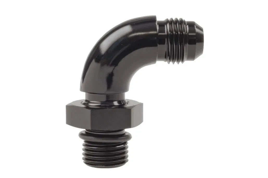 Raceworks An-8 90Deg ORB To Male Flare Adapter RWF-922-08BK