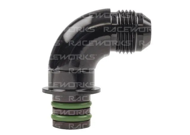 Raceworks 6R Transmission Adapter An-8 90Deg (18.8mm O.D) RWF-922-6R-08BK