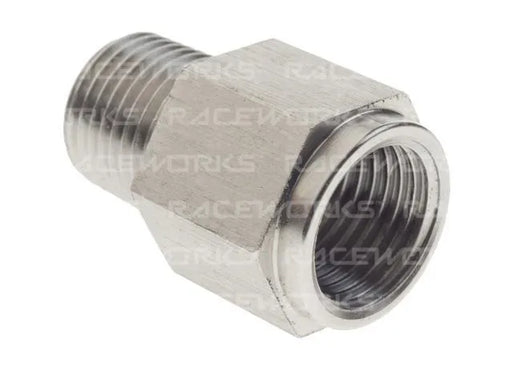 Raceworks 1/8 NPT Male To M10 X 1.0 Female Ss Adapter RWF-925-02-M10SS