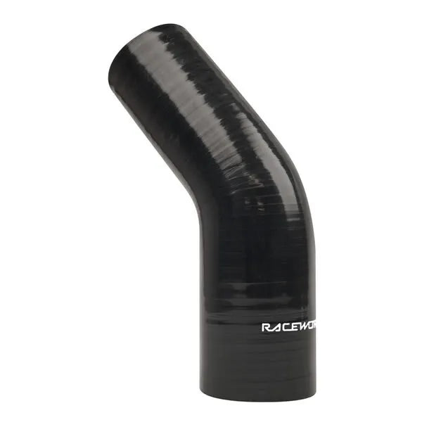 Raceworks 45Deg Reducer 4.00-5.00In (102-127mm) Black SHE-045-400500BK