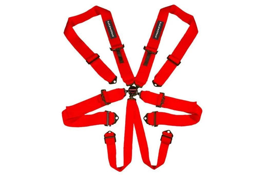 Raceworks Red 6Point Sfi Cam Lock Harness, 3In Belts, Bolt In Ends VPR-130RD