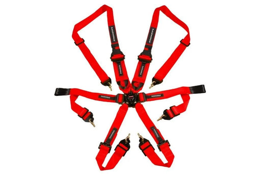 Raceworks Red 6Point Fia Cam Lock Harness, Hans 2-3In Belts, Snap Hook Ends VPR-150RD