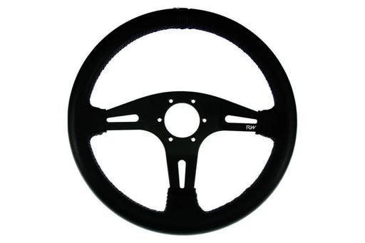Raceworks 350mm Leather Steering Wheel Flat With Blue Stitching VPR-194BE