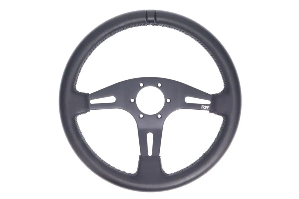 Raceworks 350mm Leather Steering Wheel Flat With Black Stitching VPR-194BK
